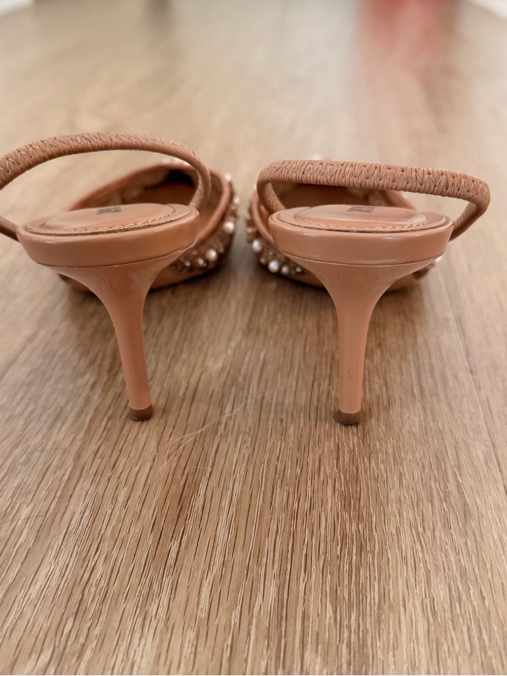 Zara Brown Embellished Pointed Slingback Heels - Picture 3 of 7